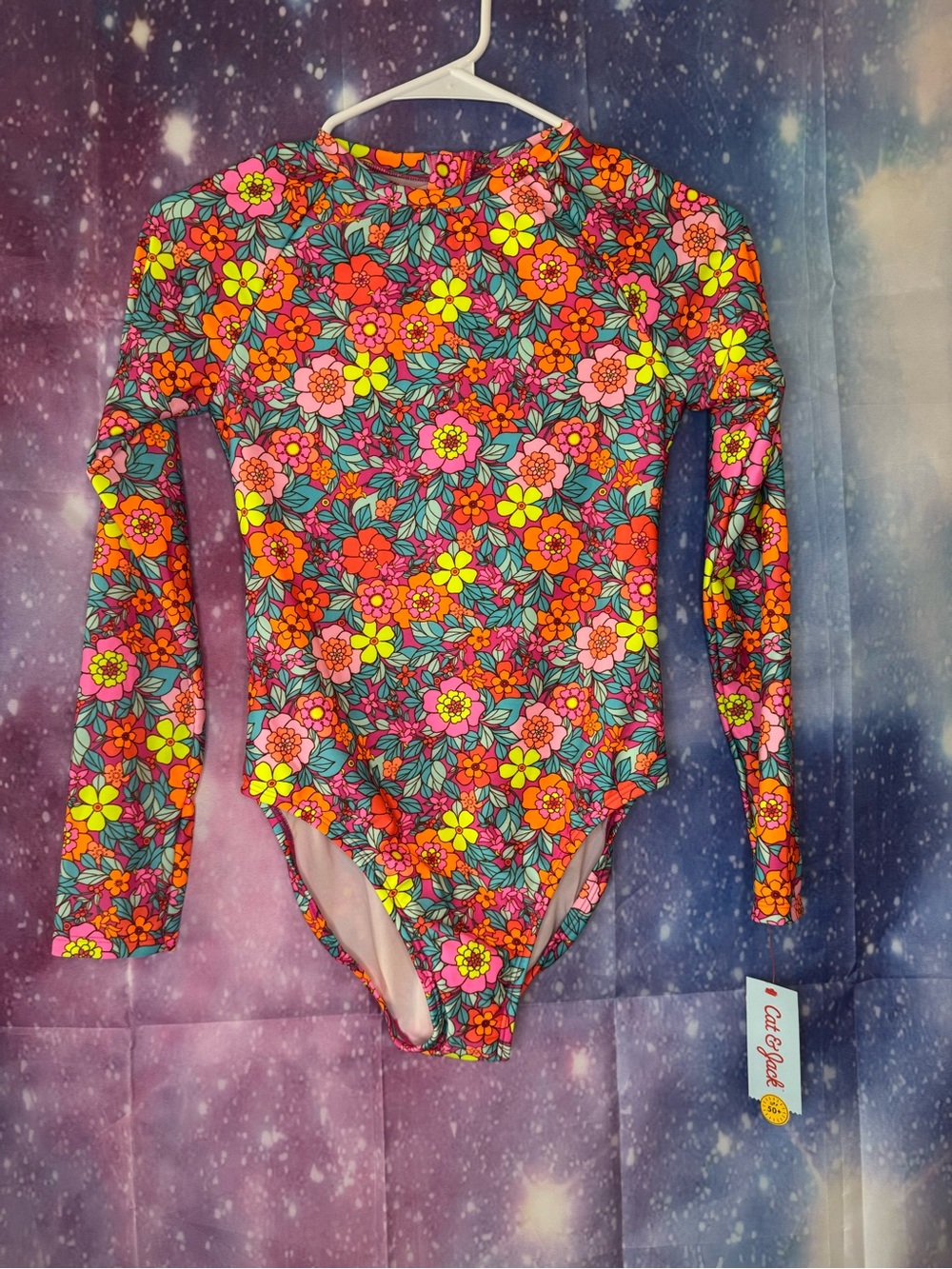 New floral cat & Jack long sleeve one piece swimsuit